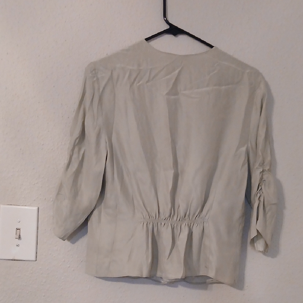 Frame Denim‎ Gray Pleated 3/4 Sleeve Blouse - Picture 5 of 11